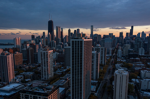 Aerial view of Chicago, Illinois, USA