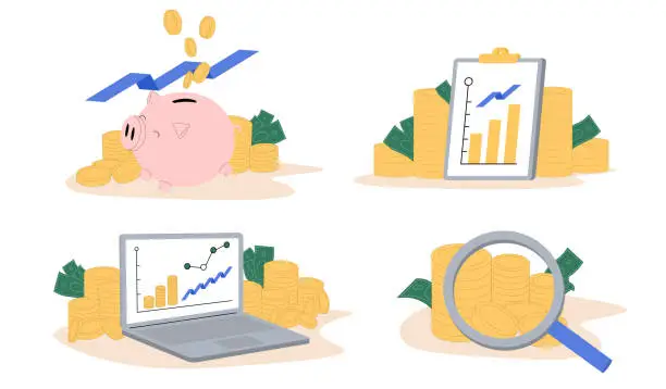 Vector illustration of Set of financial work vector