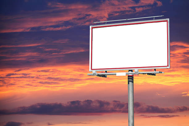 istock Blank white billboard over evening sky for your advertisement 177505792