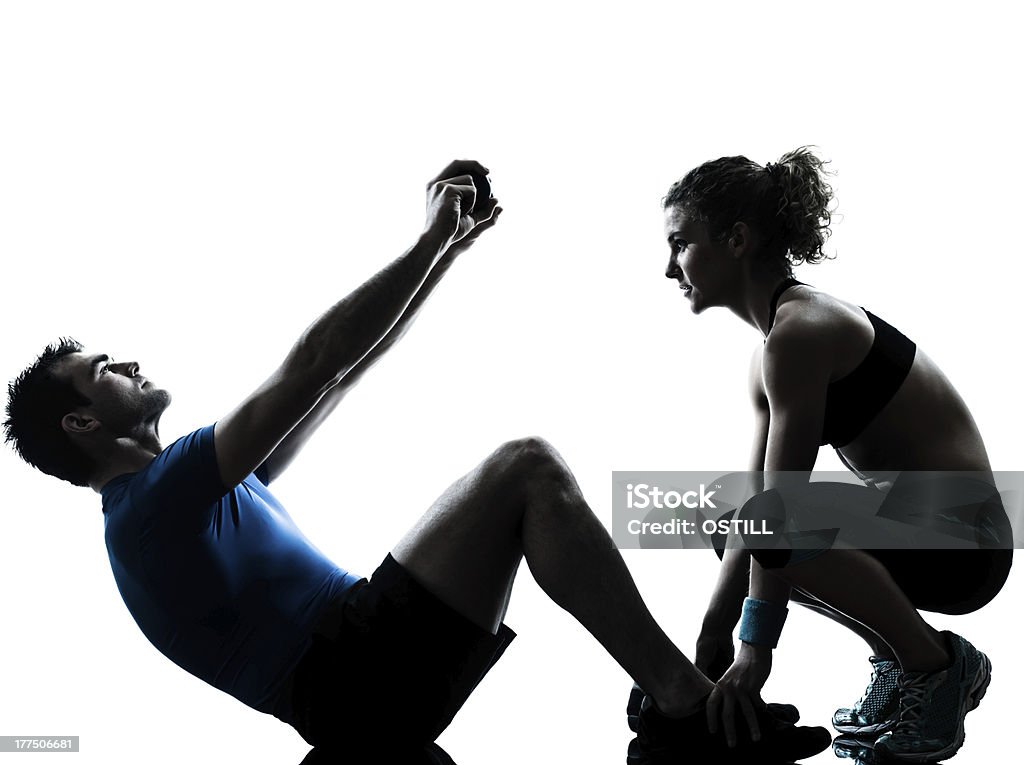 Człowiek kobieta ćwiczenia fitness trening brzucha - Zbiór zdjęć royalty-free (Aerobik)