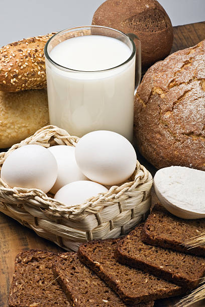 istock still life with Fresh bread and egg, milk 177506959