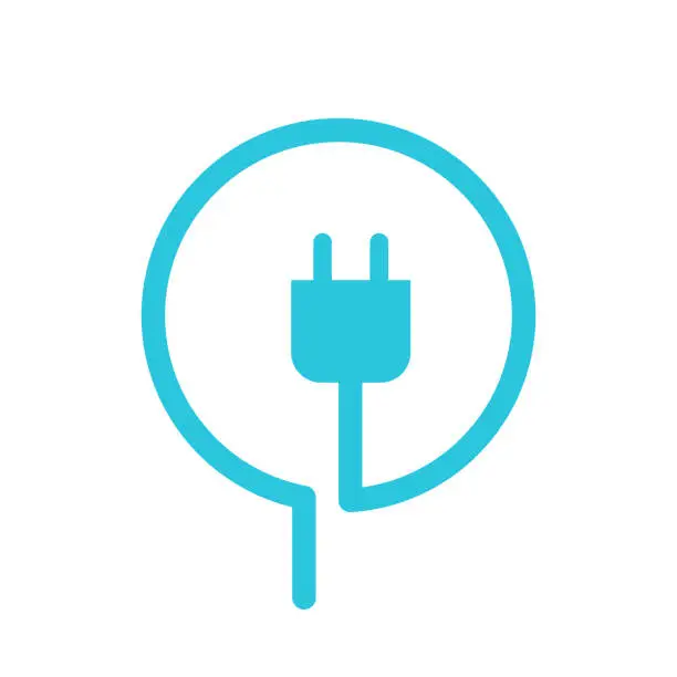 Vector illustration of Electric plug power cabel icon Symbol. From blue icon set.