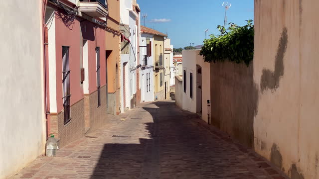 Walking along pedestrian street in the town of Sagunto, Valencian Community Spain