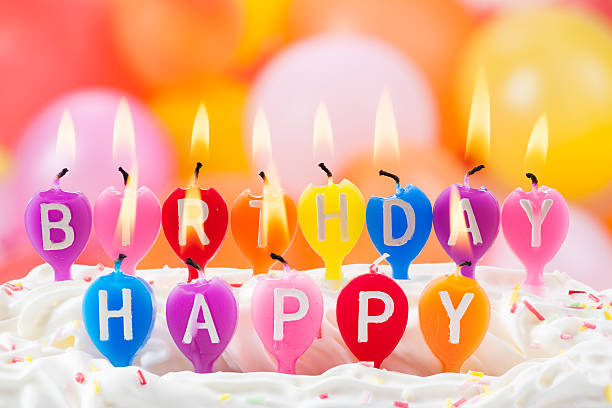 istock Happy Birthday text in lit candles 177508834