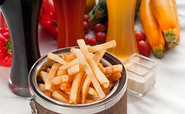 fresh french fries on a bucket
