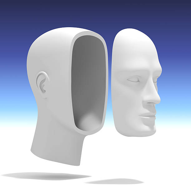 Human Head with separate Face stock photo