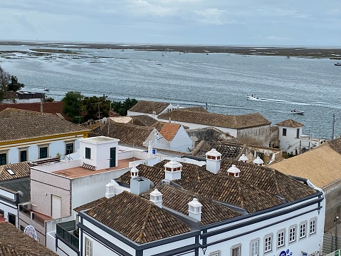 Portugal - Algarve - Faro - Panorama of the city roofs and of the Parque Natural da Ria Formosa