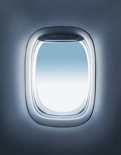 sky in the airplane porthole