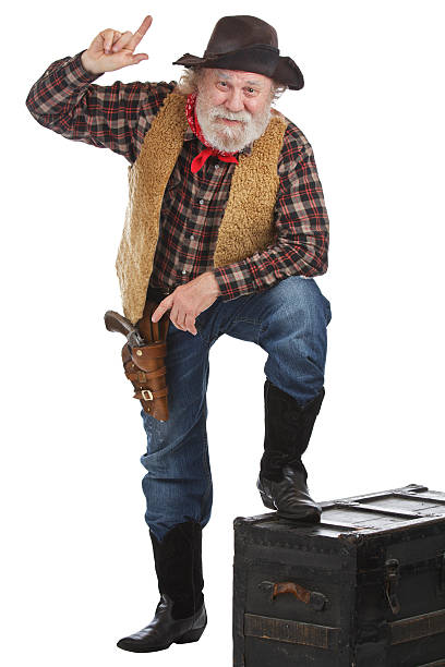 istock Old West cowboy leans forward pointing up 177511555