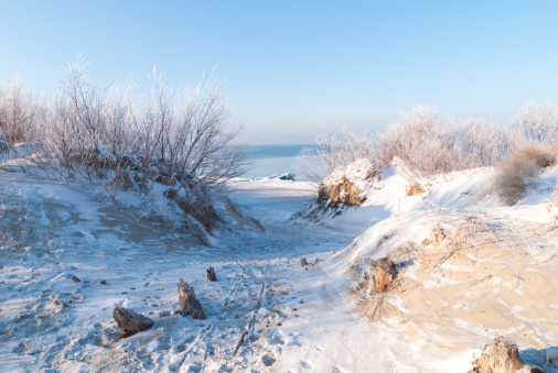 Winter beach of Baltic sea. Kaliningrad region. Russia