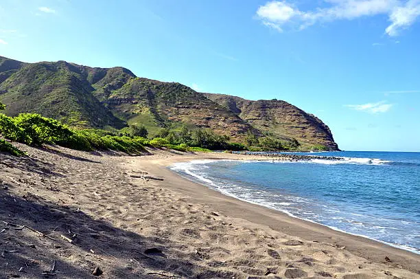 "Beautiful view of a beach at Halaway Bay at the east end of Molokai - Hawaii, USA"