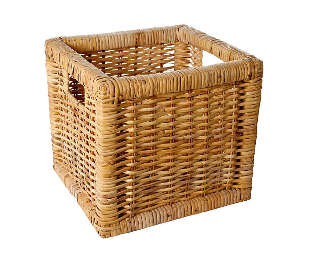 Square wicker basket stock photo