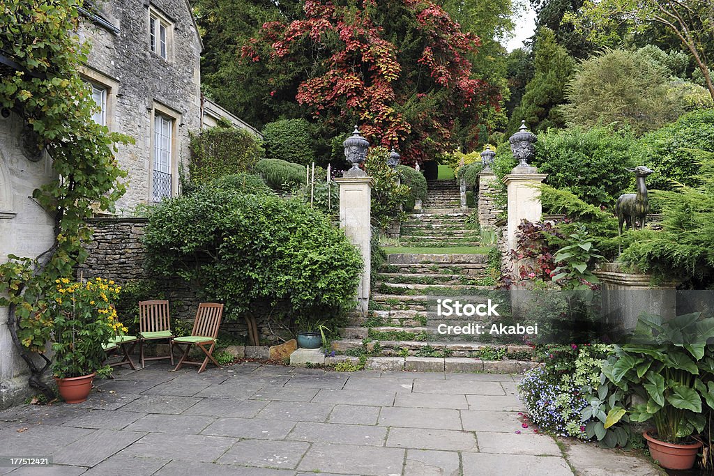 Formal Garden Courtyard Courtyard in an English Landscape Garden Patio Stock Photo