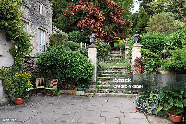 Formal Garden Courtyard Stock Photo - Download Image Now - Patio, Yard - Grounds, Autumn