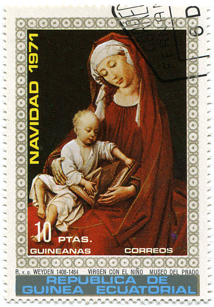 istock Madonna with Jesus child on postage stamp 177512567