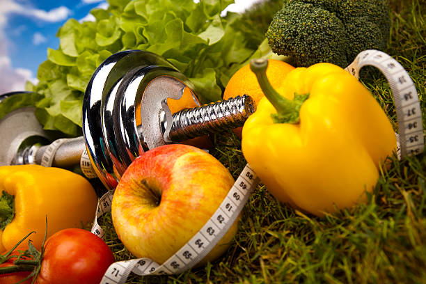 istock Fitness diet, vitamins and green grass 177512809