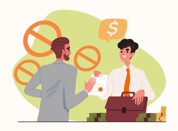 Vector illustration of Rejection of corruption vector concept