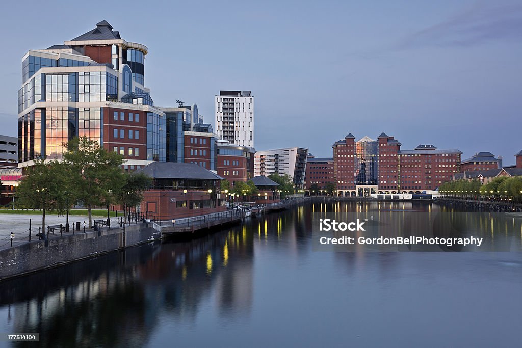 Salford quays Commercial buildings around Erie Basin Salford Quays Canal Stock Photo