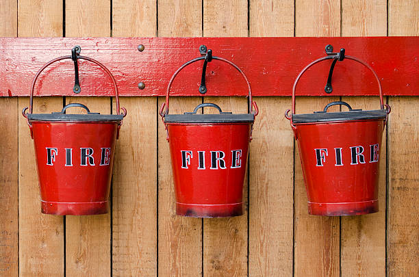 fire buckets stock photo