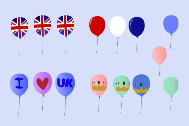 Vector illustration of Union Jack flag bunting balloons background for decoration.