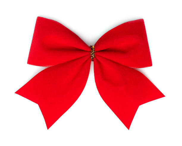 Red velvet bow. stock photo