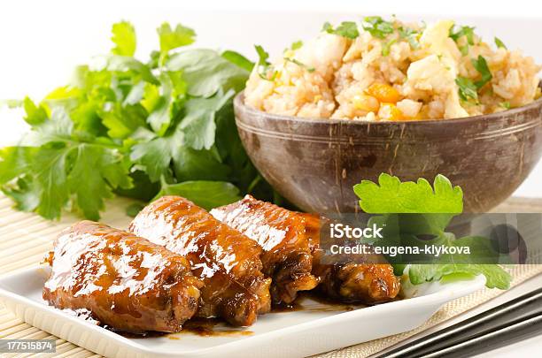 Szechuan Chicken Wings With Fried Rice Stock Photo - Download Image Now - Chicken Wing, Fried Rice, Sichuan Province