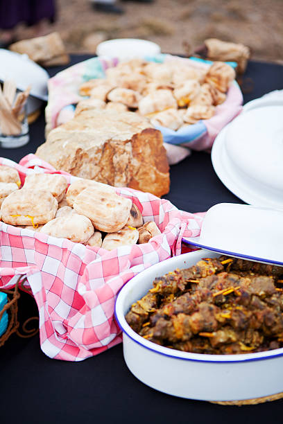 istock Roasted bread and mutton kebabs in dishes 177515941
