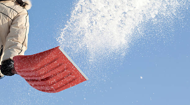 Person shoveling the snow in winter