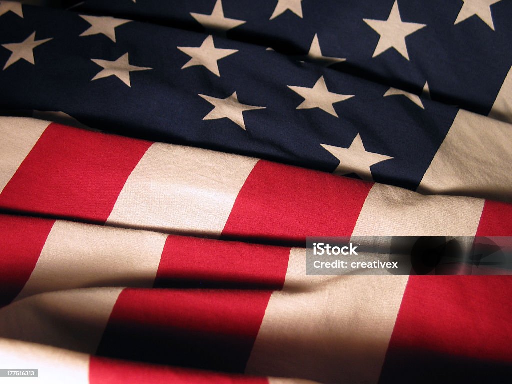 A closeup of the Stars and Stripes on an American flag American flag American Flag Stock Photo