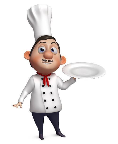 Cook holding a plate. stock photo