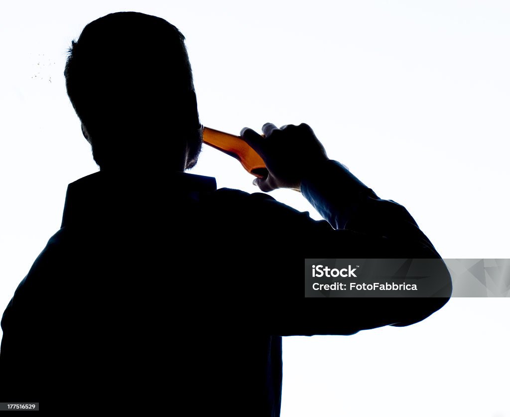 Drinking "Silhouette of a businessman drinking alone. Isolated on white, Blue cold glow on the silhouette. Digitally altered image, almost graphic look." Addict Stock Photo