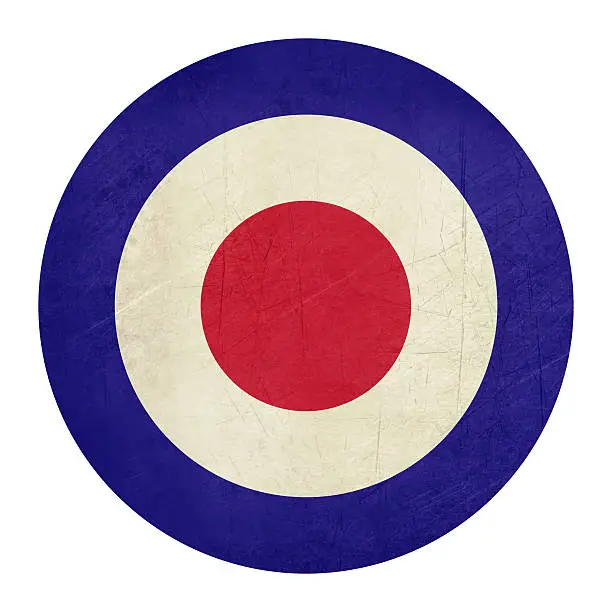 "Abstrt grunge British Royal Air Force roundel, also used as symbol of mod music."
