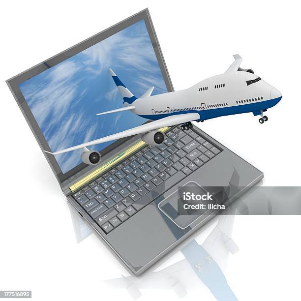 Plane And Laptop Stock Photo - Download Image Now - Air Vehicle, Airplane, Computer