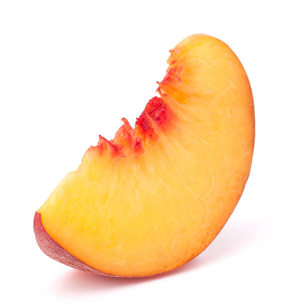 istock Perfect slice of a ripe peach isolated on a white background 177517357