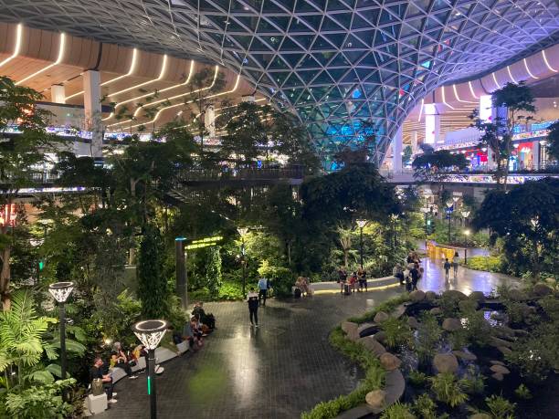 Qatar - Doha - Hamad International Airportmodern airport with luxurious shops and greenhouse with lush vegetation