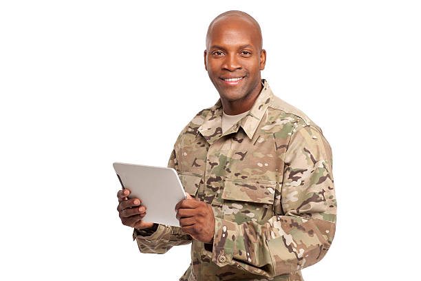 istock African American soldier holds a tablet 177518181