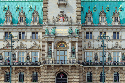 Facade of the city hall in Hamburg, northern Germany