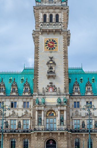 Facade of the city hall in Hamburg, northern Germany