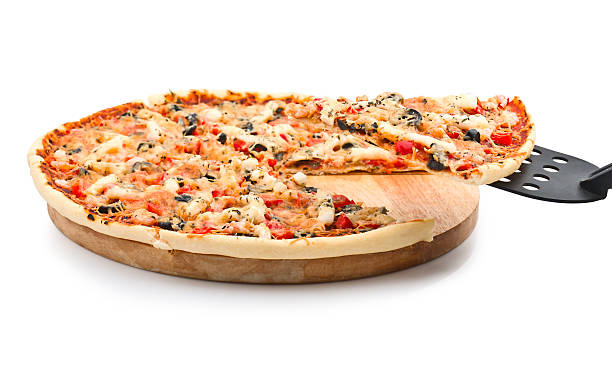 istock Delicious Pizza with seafood the cut off slice 177519556