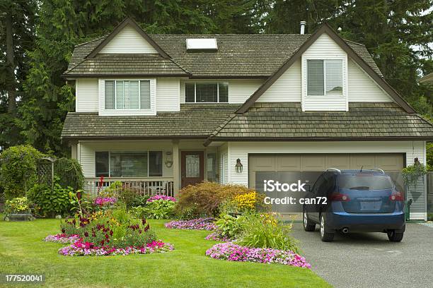 Manicured Home And Yard Stock Photo - Download Image Now - Car, Driveway, House