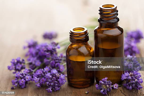 Essential Oil And Lavender Flowers Stock Photo - Download Image Now - Essential Oil, Lavender - Plant, Alternative Medicine