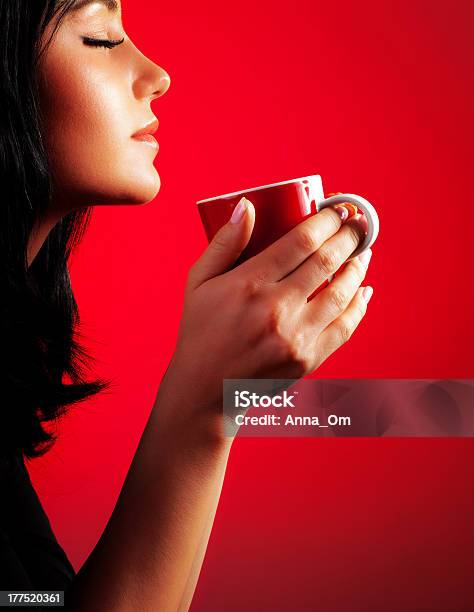 Beautiful Lady Drinking Coffee Stock Photo - Download Image Now - Coffee - Drink, Drinking, Cafe