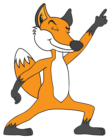 A cartoon fox is getting into his disco dance moves