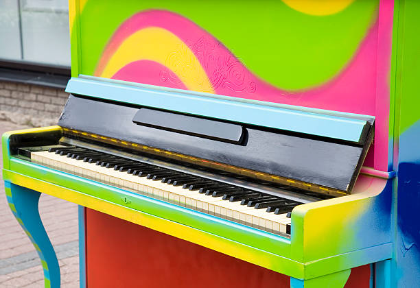 Colorful old piano outdoors