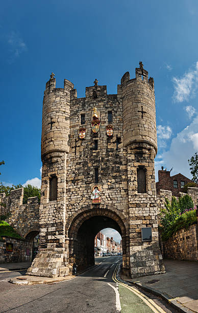 Town Gate, York, England "Town Gate, York, North Yorkshire, England, United Kingdom" york yorkshire stock pictures, royalty-free photos & images