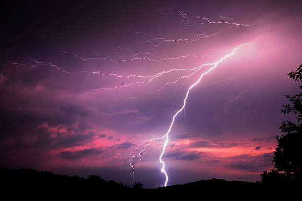 istock White Lightning Bolt Flashes Against a Colorful Night Sky 177520692