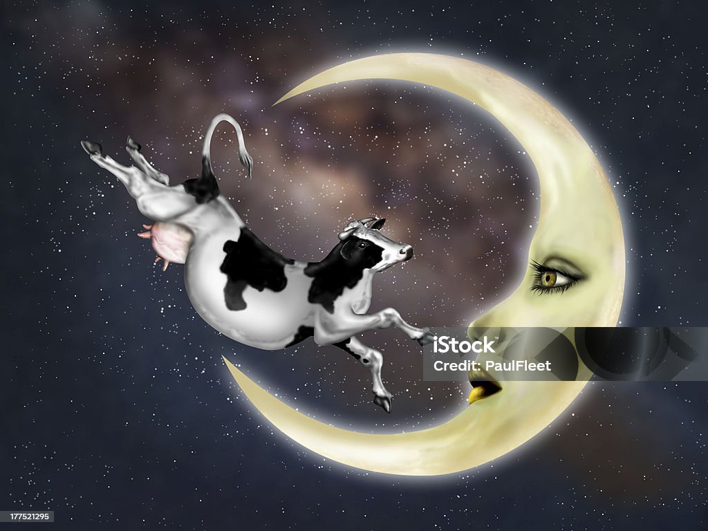 Cow sprangen über den Mond - Lizenzfrei Kuh Stock-Illustration