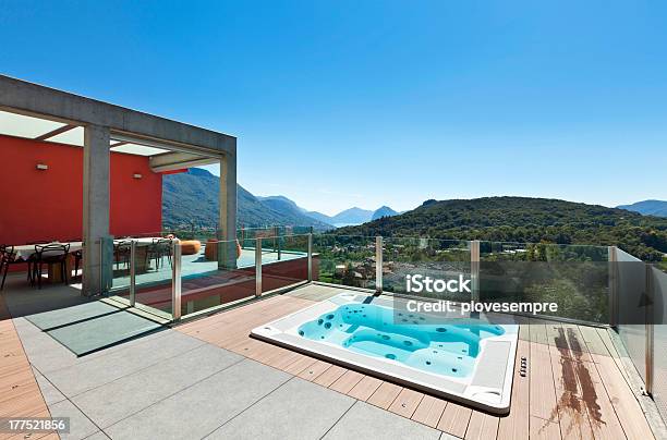 Beautiful House Patio Stock Photo - Download Image Now - Hot Tub, Patio, Architectural Feature