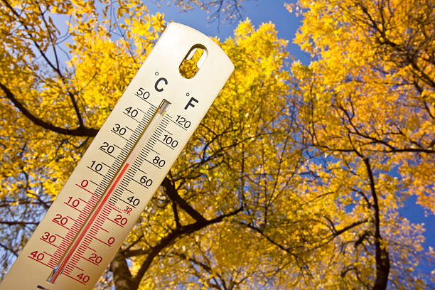 istock nice weather in the autumn shown with mercury thermometer 177521857