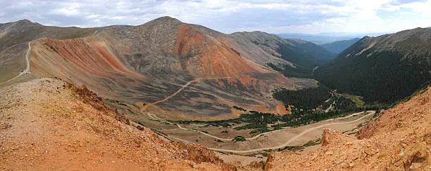 "A panoramic view of Webster Pass and Red Cone Pass, Colorado, USA.More of"